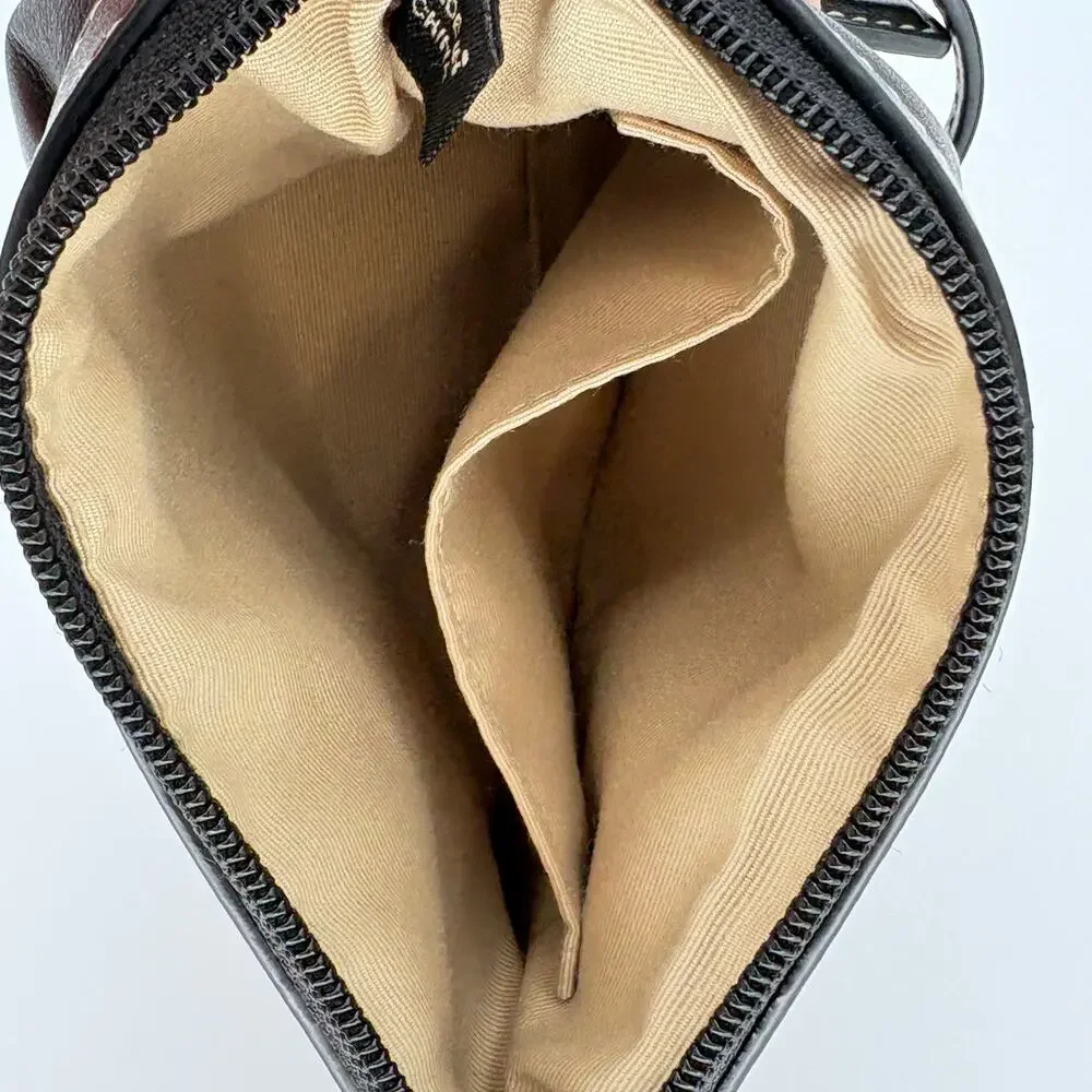 Coach Ashley Black Leather Pleated Zipper Wristlet Pouch F46302